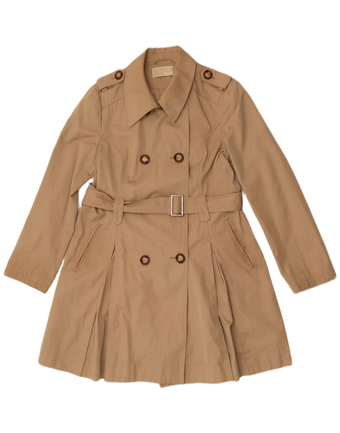 Michael Kors Damen Trenchcoat UK 10 Small Beige Baumwolle