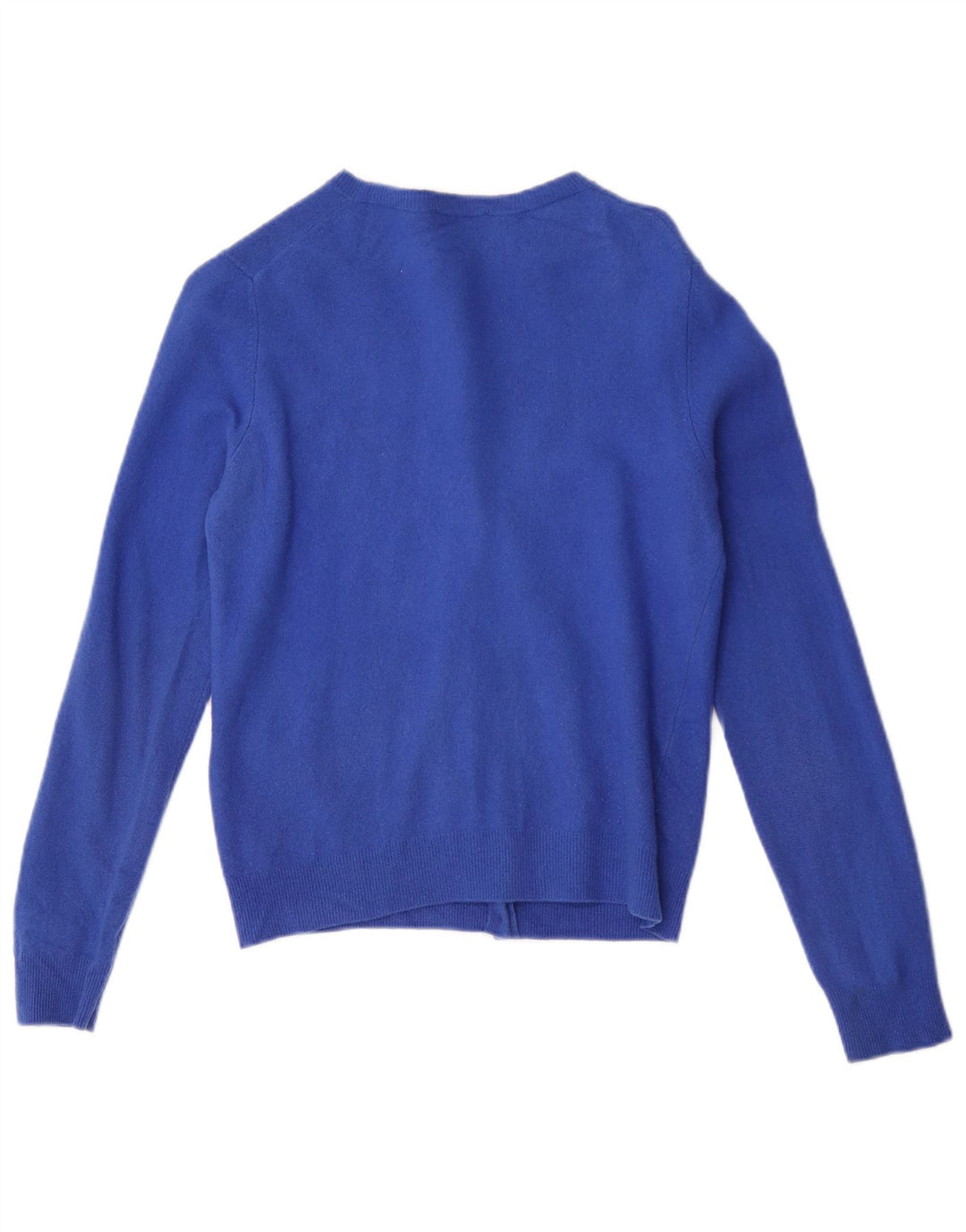 Benetton Damen Crop Cardigan Pullover UK 12 Mittelblaue Schurwolle