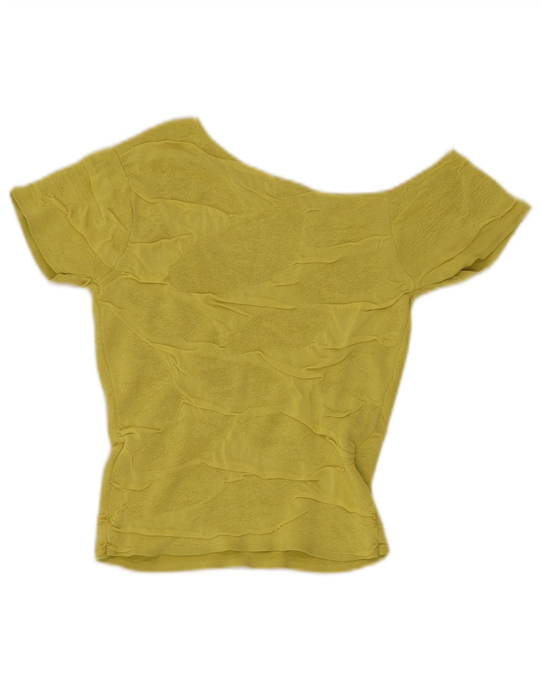 Zara Damen Crop Knit One Shoulder Top UK 8 Small Grüne Viskose