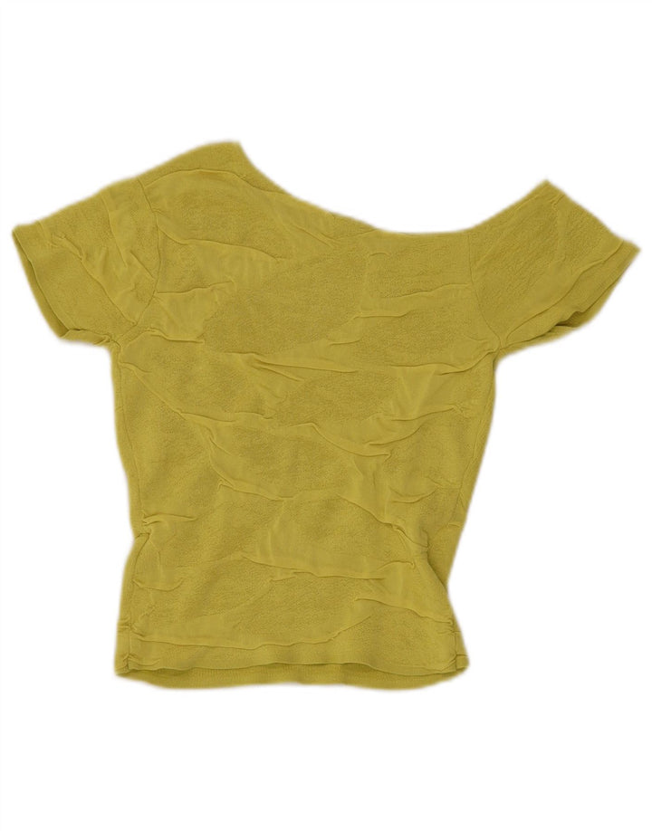 Zara Damen Crop Knit One Shoulder Top UK 8 Small Grüne Viskose