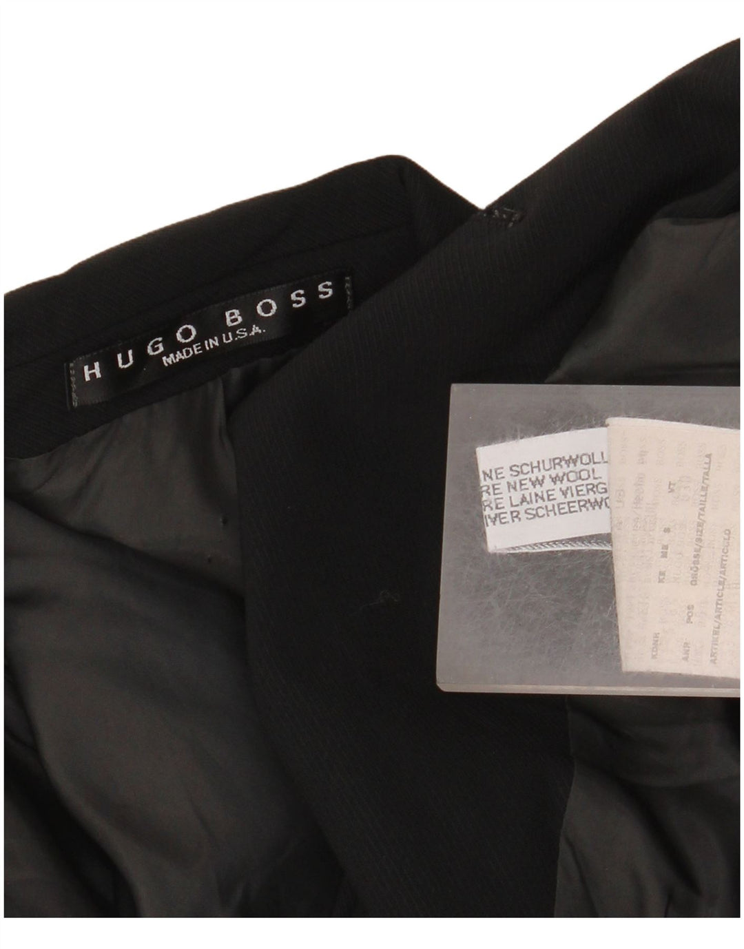HUGO BOSS Herren 3-Knopf-Blazerjacke UK 40 Große schwarze Schurwolle