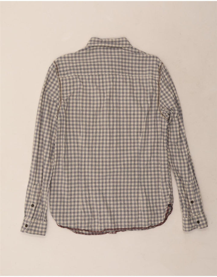 White Stuff Herrenhemd aus mittelgrauer Gingham-Baumwolle