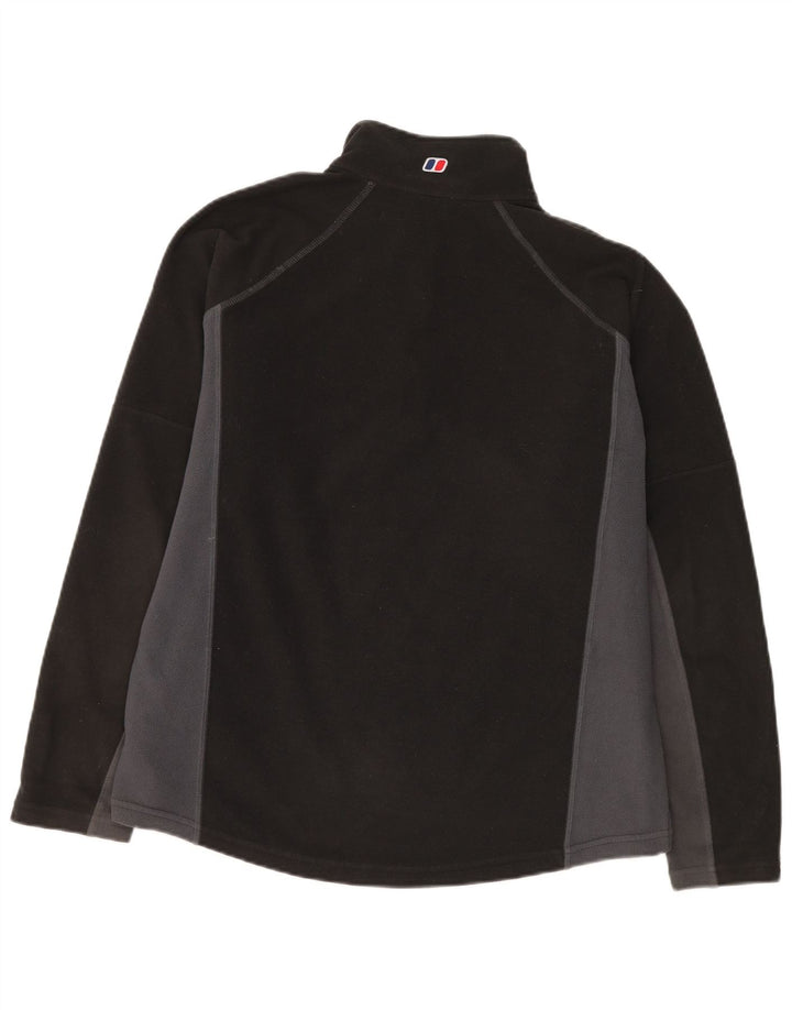 BERGHAUS Herren-Fleecepullover mit Reißverschluss am Hals, großes schwarzes Farbblock-Polyester