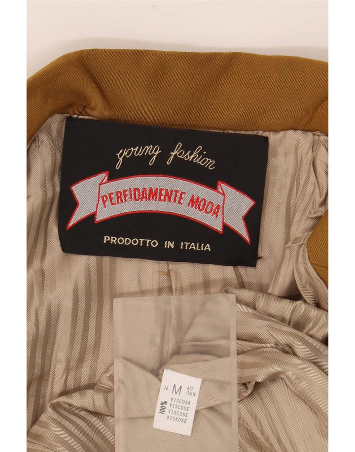 Vintage Damen 3-Knopf-Blazerjacke UK 14 Mittelbeige Viskose