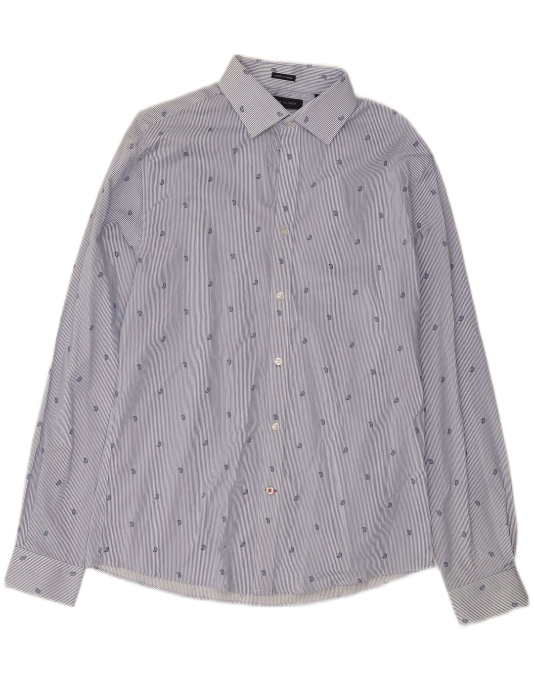 TOMMY HILFIGER Herren-Stretchhemd Größe 15 1/2 Mittelblauer Nadelstreifen