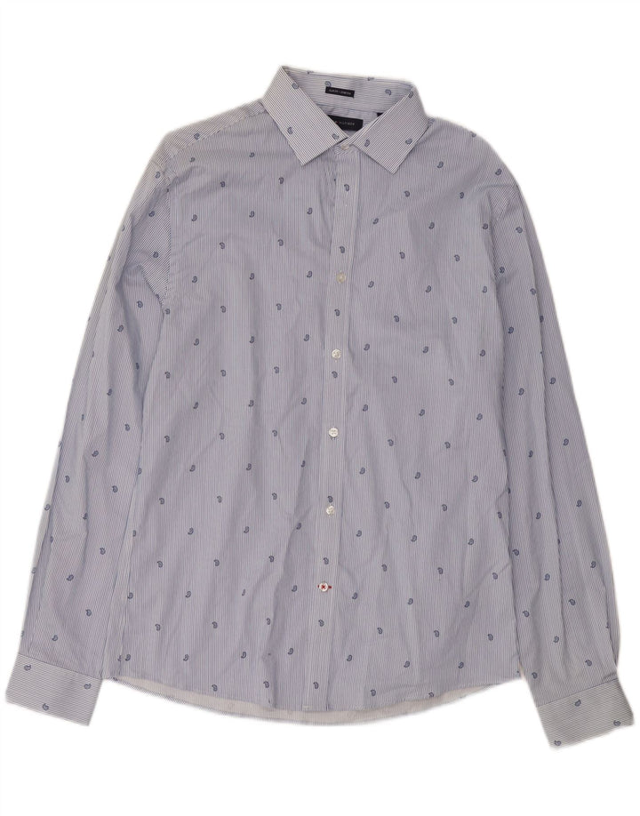TOMMY HILFIGER Herren-Stretchhemd Größe 15 1/2 Mittelblauer Nadelstreifen