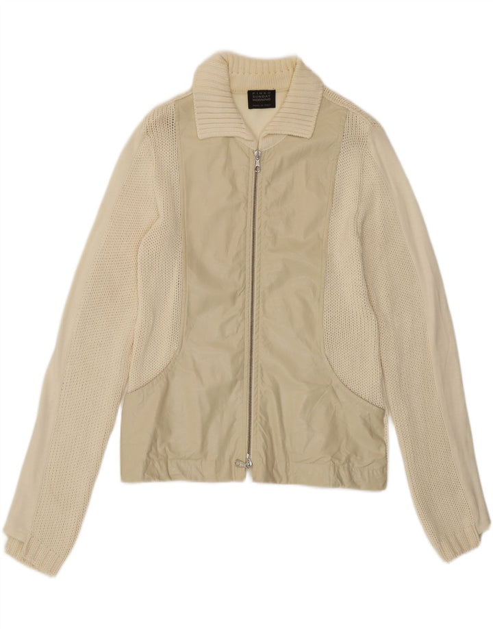 Pinko Damen-Cardigan-Pullover UK 14 Mittelweiße Baumwolle