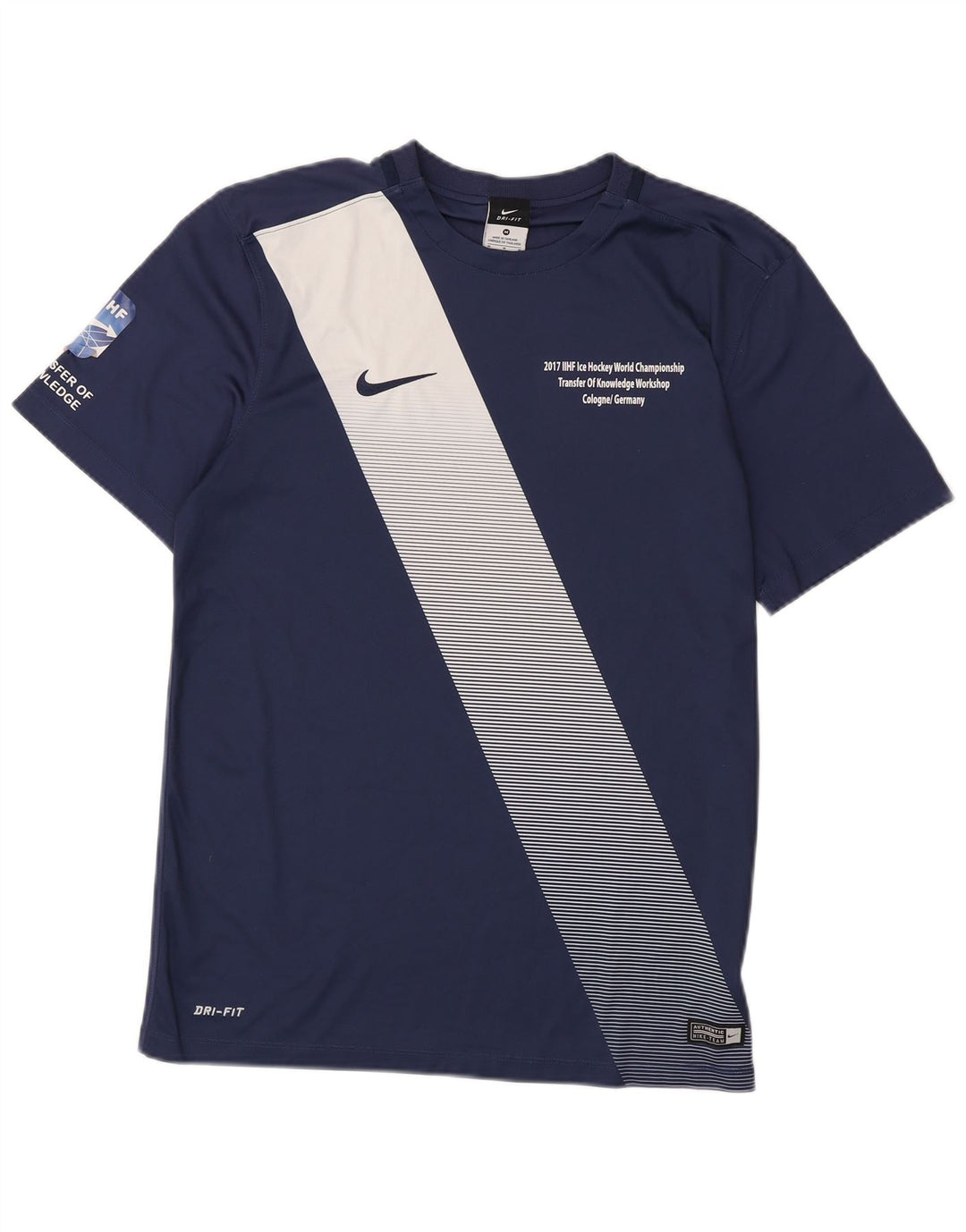 Nike Herren Dri Fit Grafik-T-Shirt-Oberteil, mittelgroß, Marineblau, Farbblock