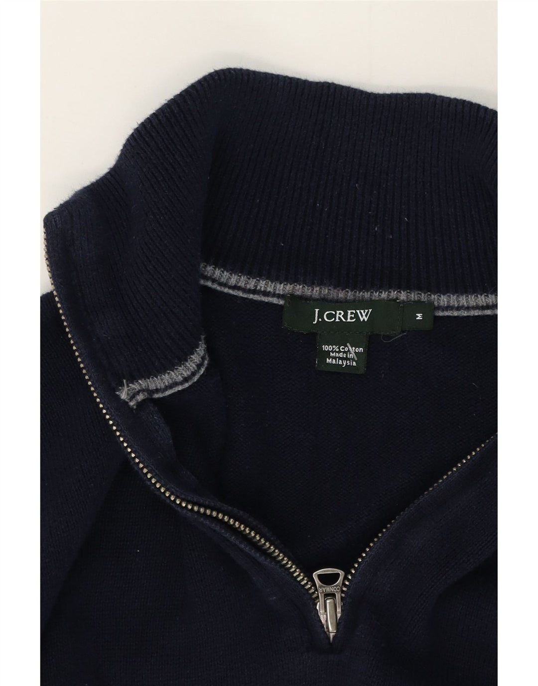 J. Crew Herren-Pullover mit Reißverschluss am Hals, mittelmarineblaue Baumwolle