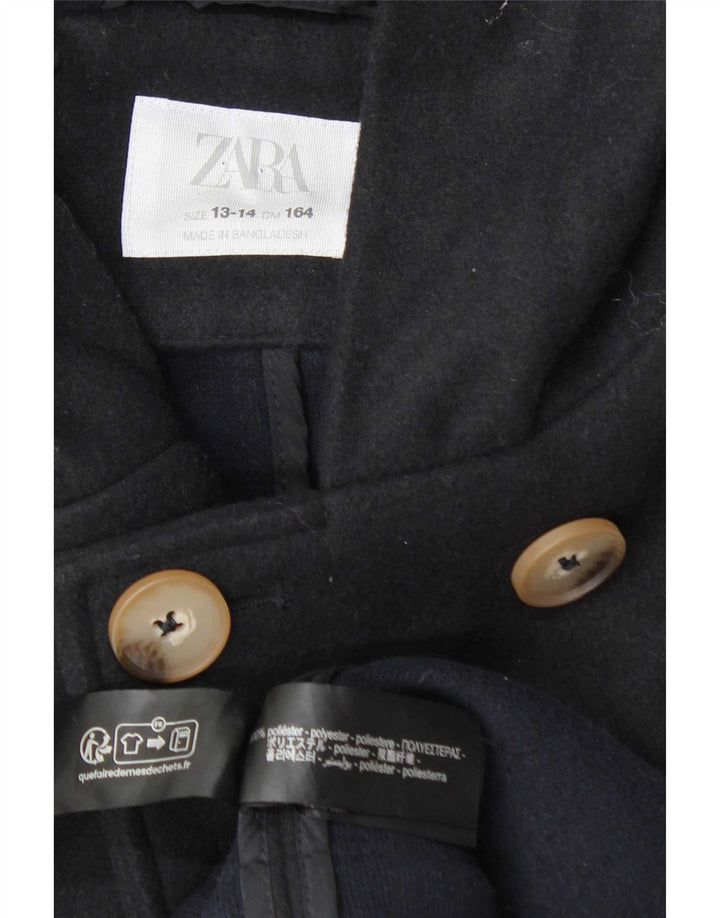 Zara Zweireihiger Mantel mit Kapuze für Mädchen, 13–14 Jahre, marineblaues Polyester