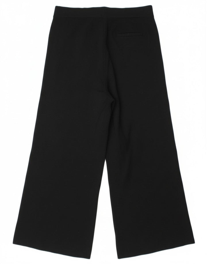 Massimo Dutti Damen-Hose mit weitem Bein, kurz geschnitten, Größe S, W28, L25, Schwarz