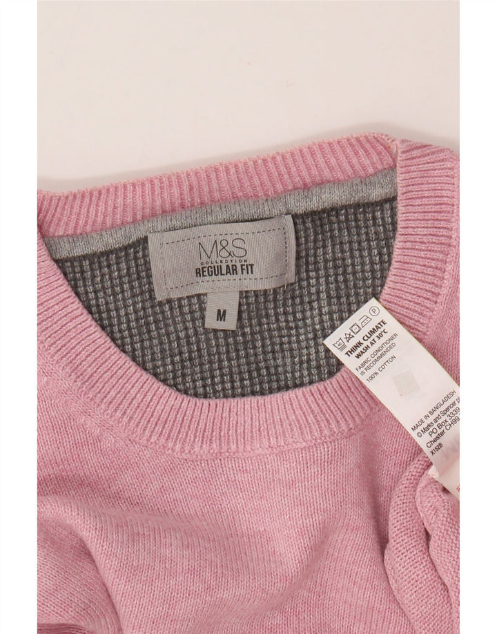 Marks & Spencer Herren-Pullover mit Rundhalsausschnitt, reguläre Passform, Mittelrosa