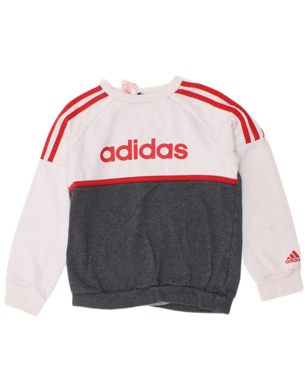 Adidas Jungen Grafik-Sweatshirt-Pullover, 7–8 Jahre, graue Farbblock-Baumwolle