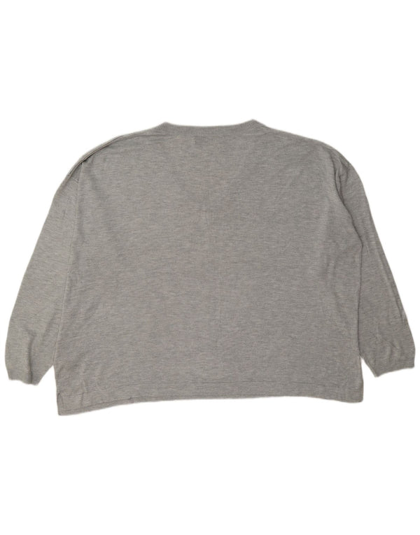 Marks & Spencer Damen-Pullover, übergroß, V-Ausschnitt, Gr. 18, XL, Grau