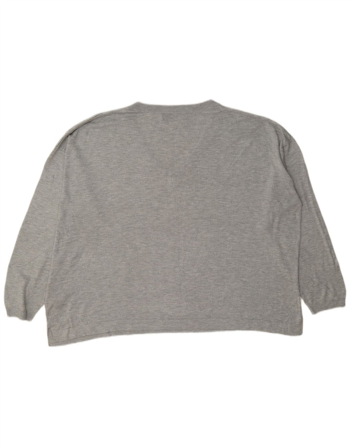 Marks & Spencer Damen-Pullover, übergroß, V-Ausschnitt, Gr. 18, XL, Grau