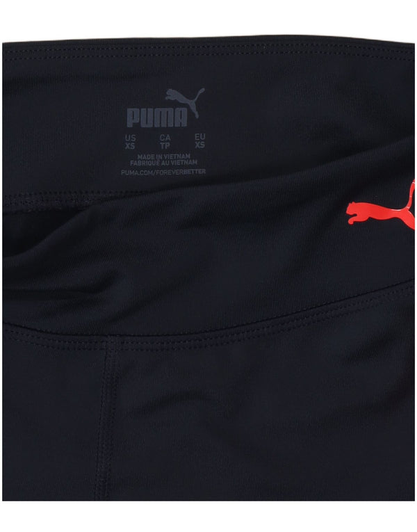 Puma Womens Graphic Leggings UK 4 XS Marineblau Farbblock