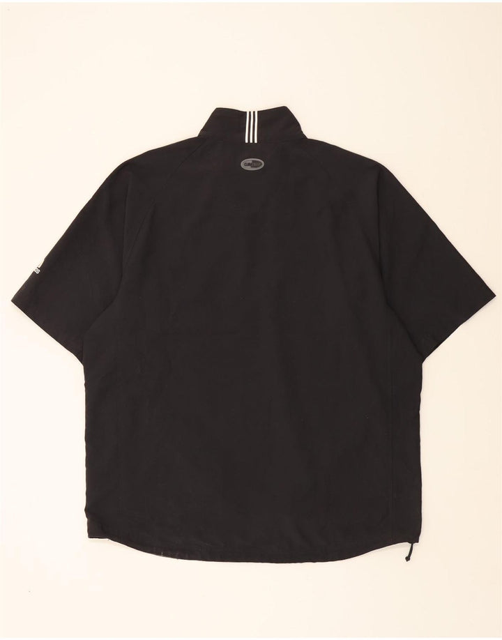 ADIDAS Mens Zip Neck Short Sleeve Pullover Tracksuit Top Large Black Vintage Adidas and Second-Hand Adidas from Messina Hembry 