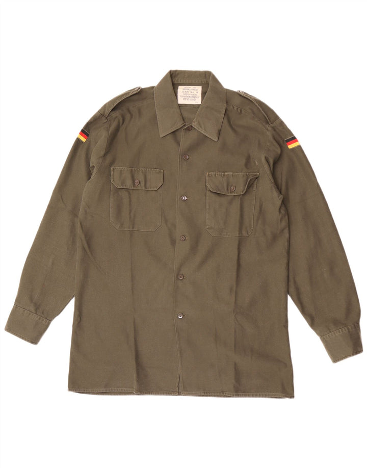 Vintage Herren-Militärhemd, Größe 41/42, großes Khaki-Polyester