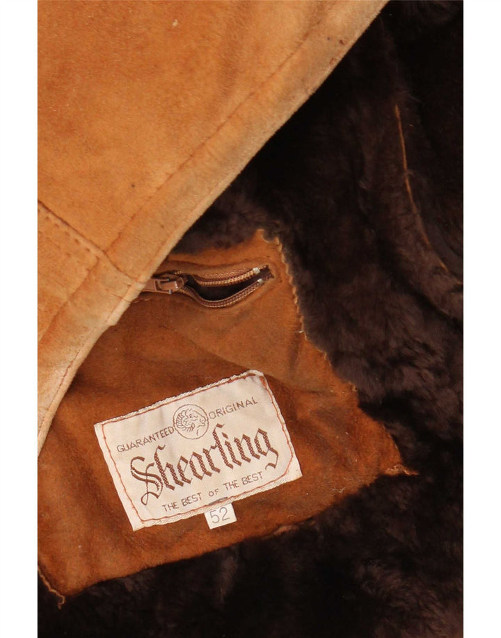 Vintage Herren Shearling Jacke IT 52 XL Braun