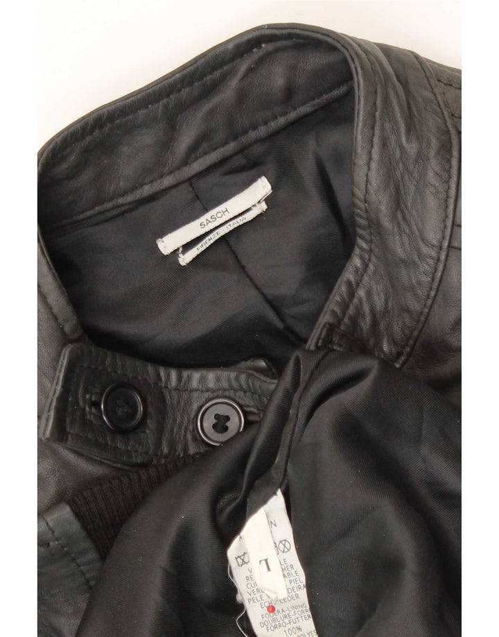 Sasch Herren Militärlederjacke UK 40 Large Schwarz