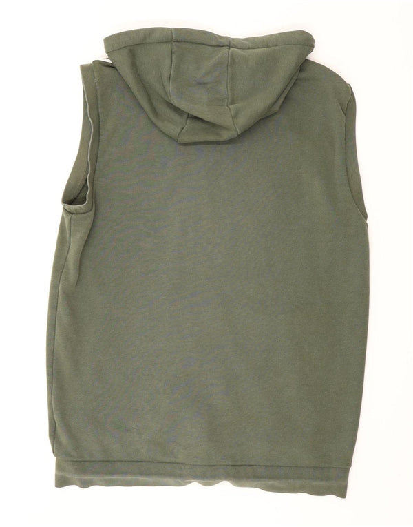 Adidas Damen Ärmelloser Kapuzenpullover mit Reißverschluss UK 16 Große grüne Baumwolle