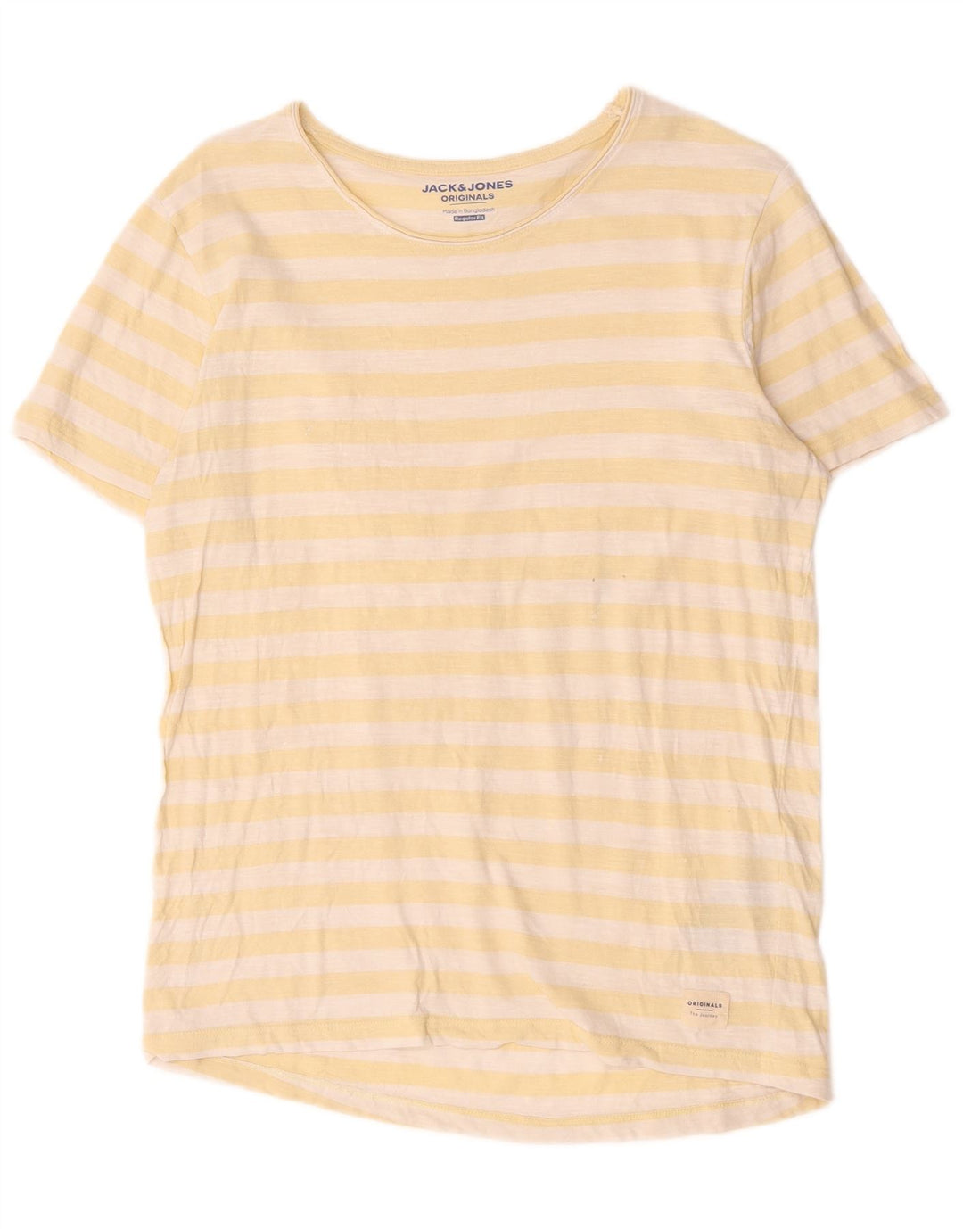 Jack & Jones Herren-T-Shirt-Oberteil aus mittelgelber, gestreifter Baumwolle