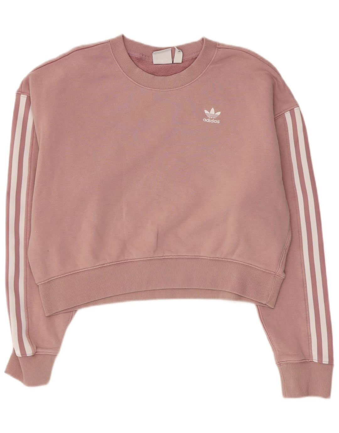 ADIDAS Damen Crop Oversized Sweatshirt Pullover UK 10 Small Rosa Baumwolle
