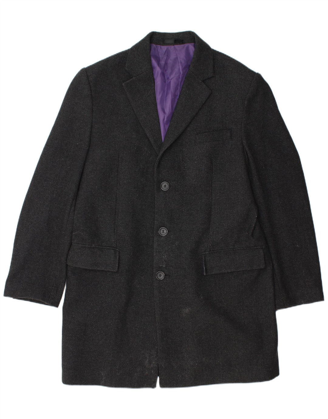 Marks & Spencer Herren-Mantel mit normaler Passform, UK 40, große schwarze Wolle