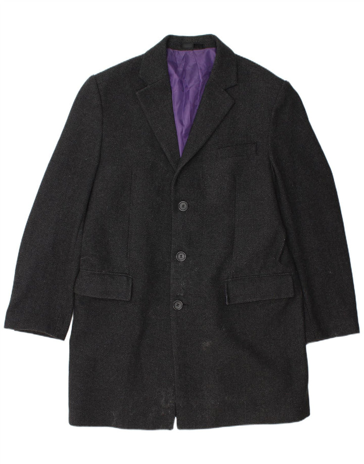 Marks & Spencer Herren-Mantel mit normaler Passform, UK 40, große schwarze Wolle