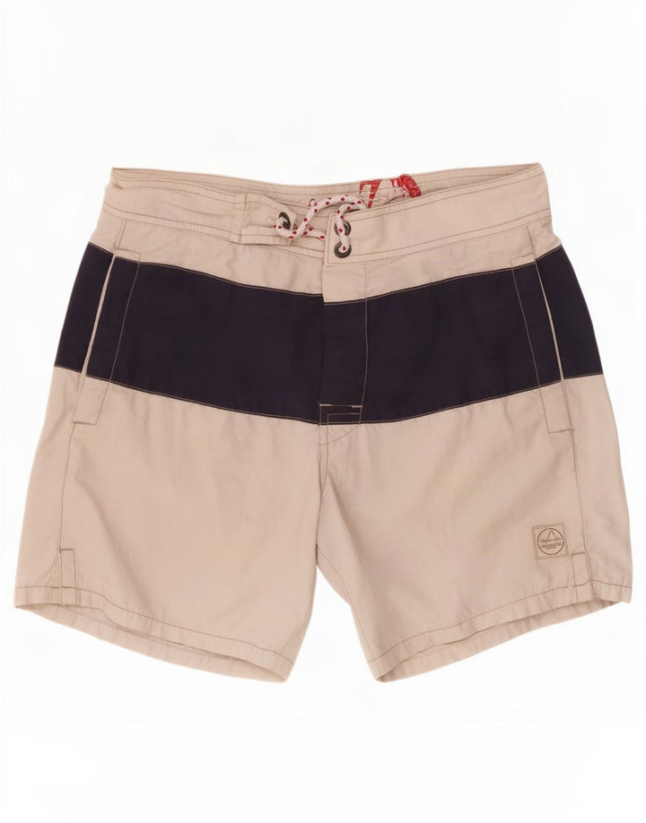 Murphy & Nye Herren-Badeshorts aus mittelweißer Colourblock-Baumwolle