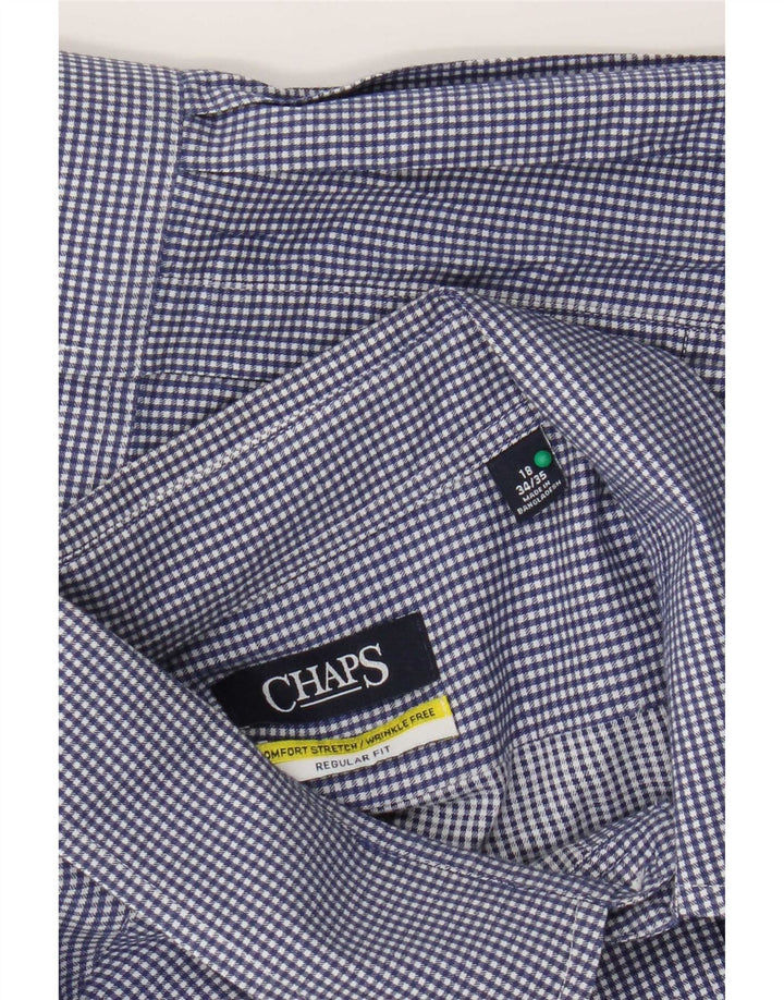 Chaps Herren-Hemd mit normaler Passform, Größe 18 2XL, blaue Gingham-Baumwolle