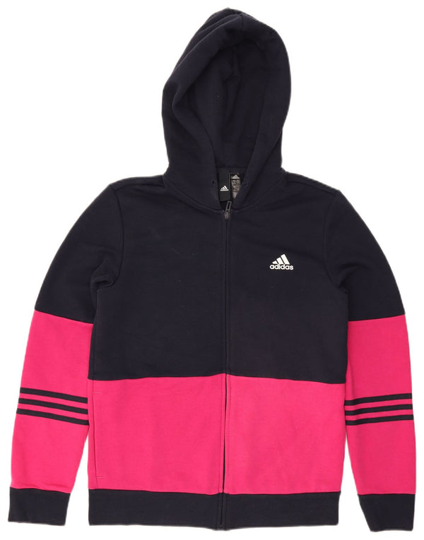 Adidas Damen Zip Hoodie Pullover UK 12/14 Medium Marineblau Farbblock