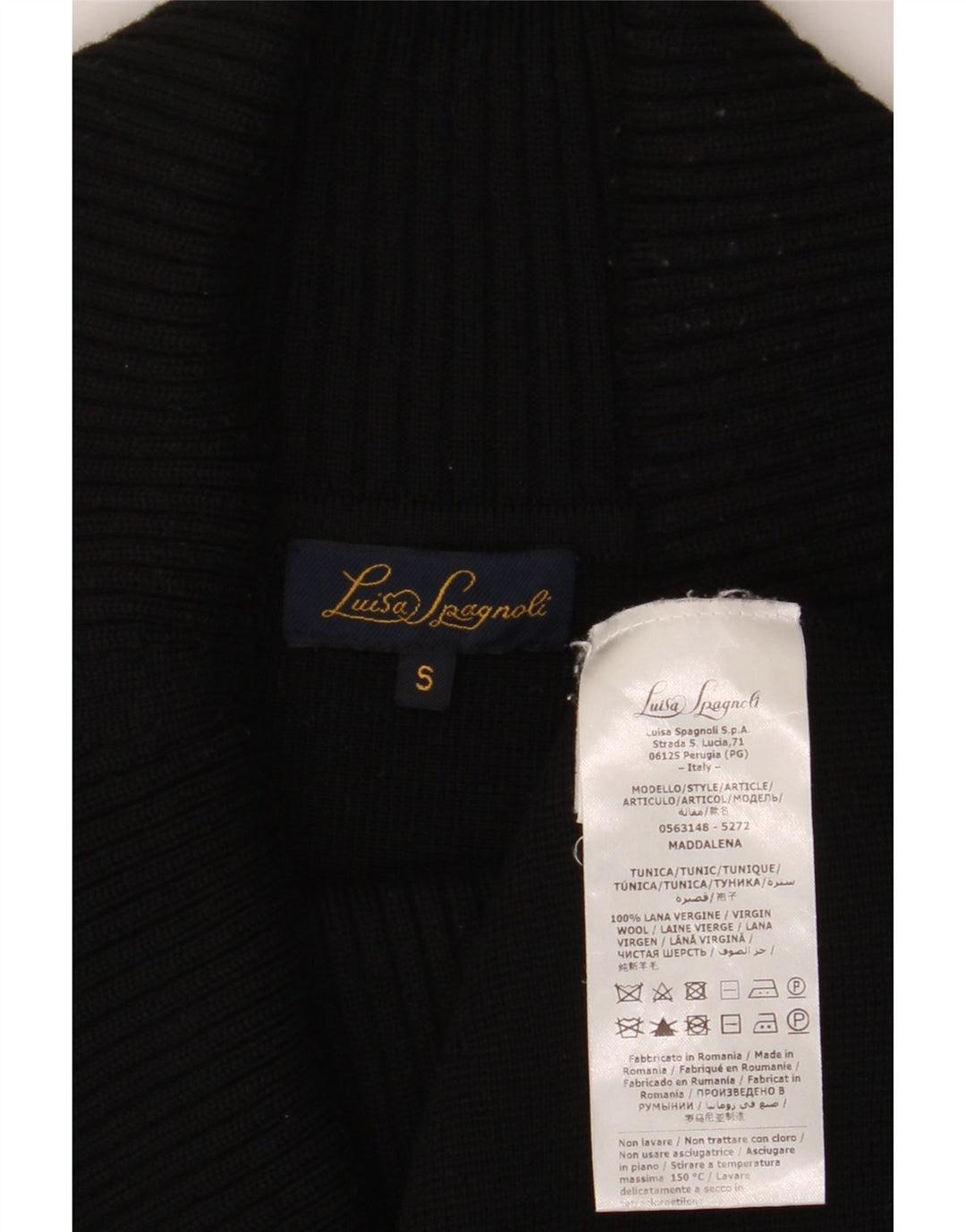 Luisa Spagnoli Damen-Pullover mit Rollkragen, Gr. 10, Größe S, Schwarz