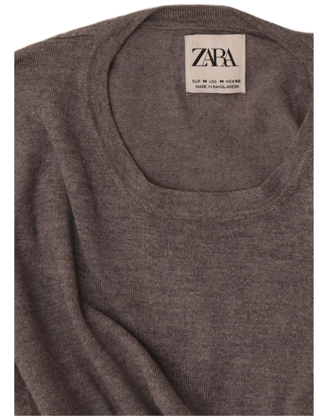 Zara Herren-Pullover mit Rundhalsausschnitt, mittelgrau