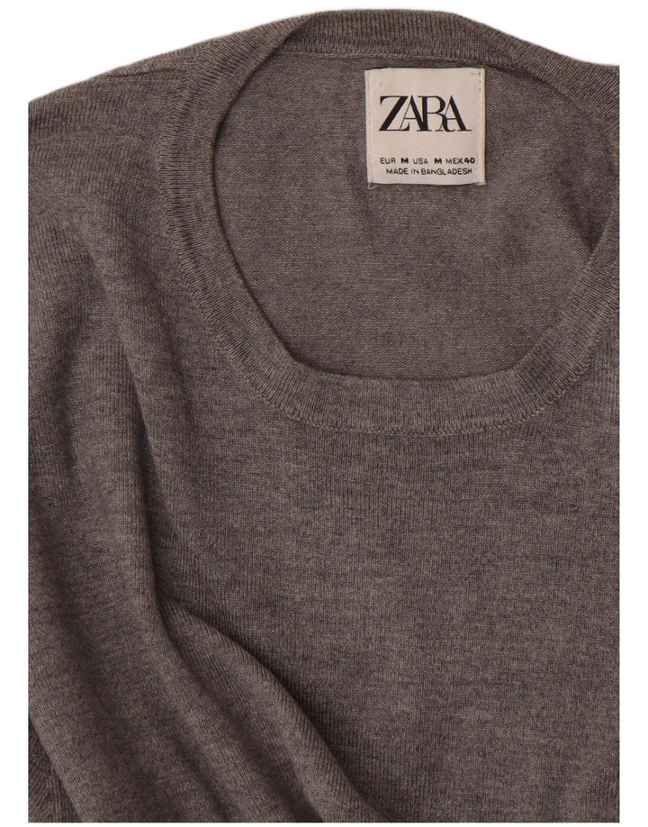 Zara Herren-Pullover mit Rundhalsausschnitt, mittelgrau