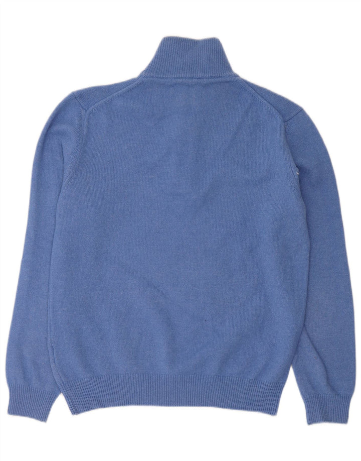 Marlboro Classics Herren-Pullover mit Reißverschluss am Hals, mittelblaue Wolle