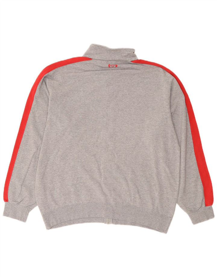 Sergio Tacchini Herren-Trainingsanzug-Oberteil, Jacke, 2XL, graue Farbblock-Baumwolle