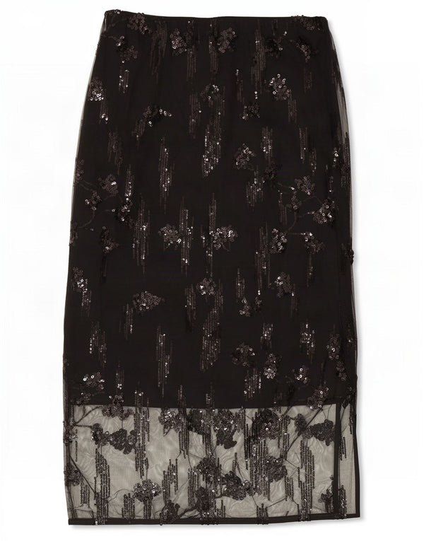 Marks & Spencer Womens Petite Lace Maxirock UK 8 Small W26 Schwarz geblümt