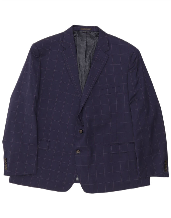 Ralph Lauren Herren-Blazer mit 2 Knöpfen, IT 52, große marineblau karierte Wolle