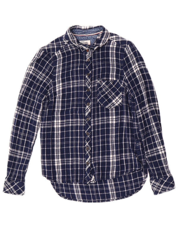 Tommy Hilfiger Mädchen-Flanellhemd, 8–9 Jahre, klein, marineblau, kariert, Viskose