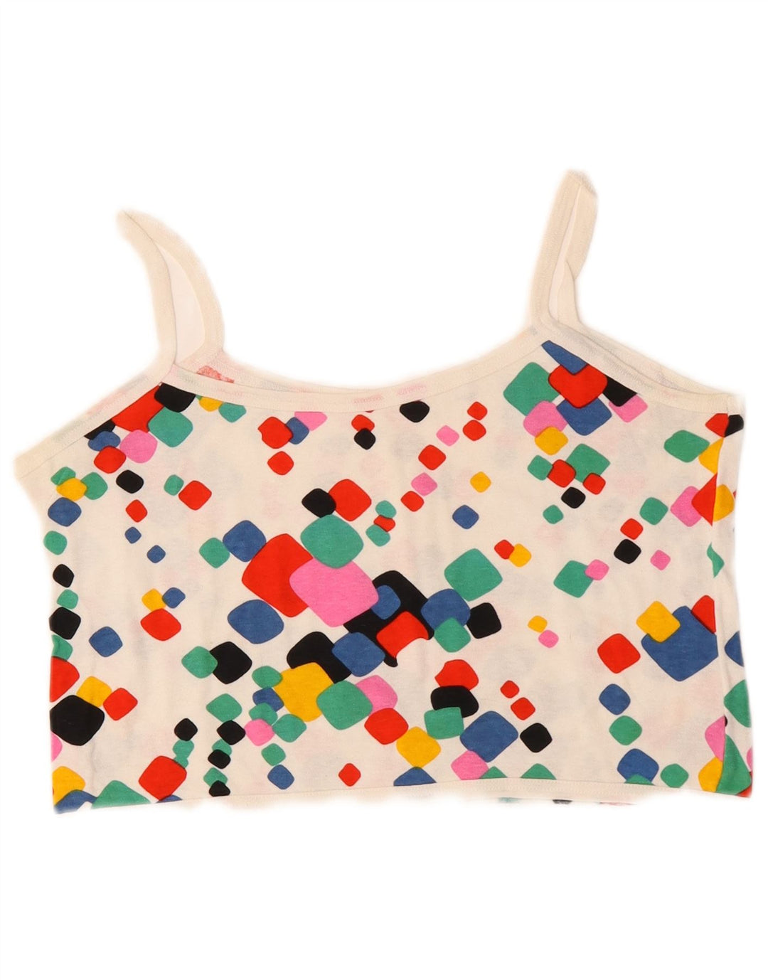 VINTAGE Damen Crop Cami Top UK 10 Small Mehrfarbig Geometrisch