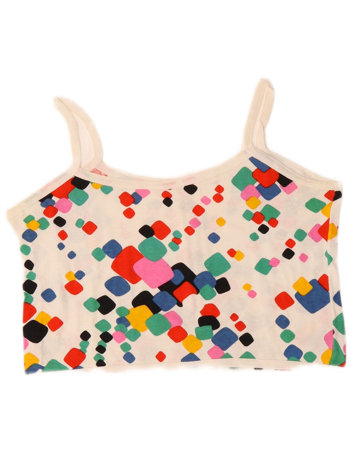 VINTAGE Damen Crop Cami Top UK 10 Small Mehrfarbig Geometrisch