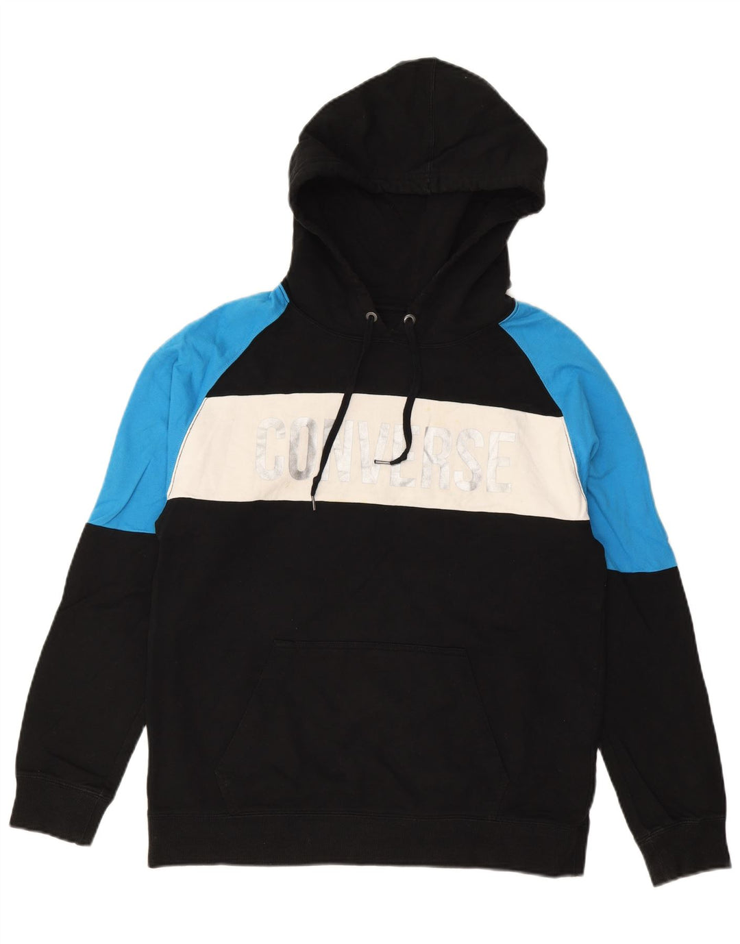 CONVERSE Herren-Kapuzenpullover mit Grafik, mittelschwarz, Colourblock-Baumwolle