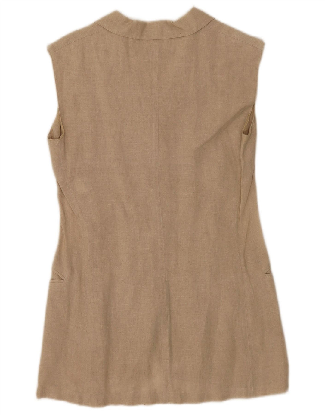 Max Mara Damen-Blazer mit 3 Knöpfen, ärmellos, Gr. 10, Größe S, Beige, Leinen