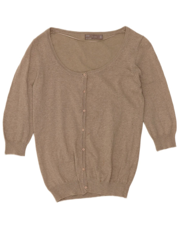 Zara Damen-Cardigan mit 3/4-Ärmeln, Gr. 14, Beige