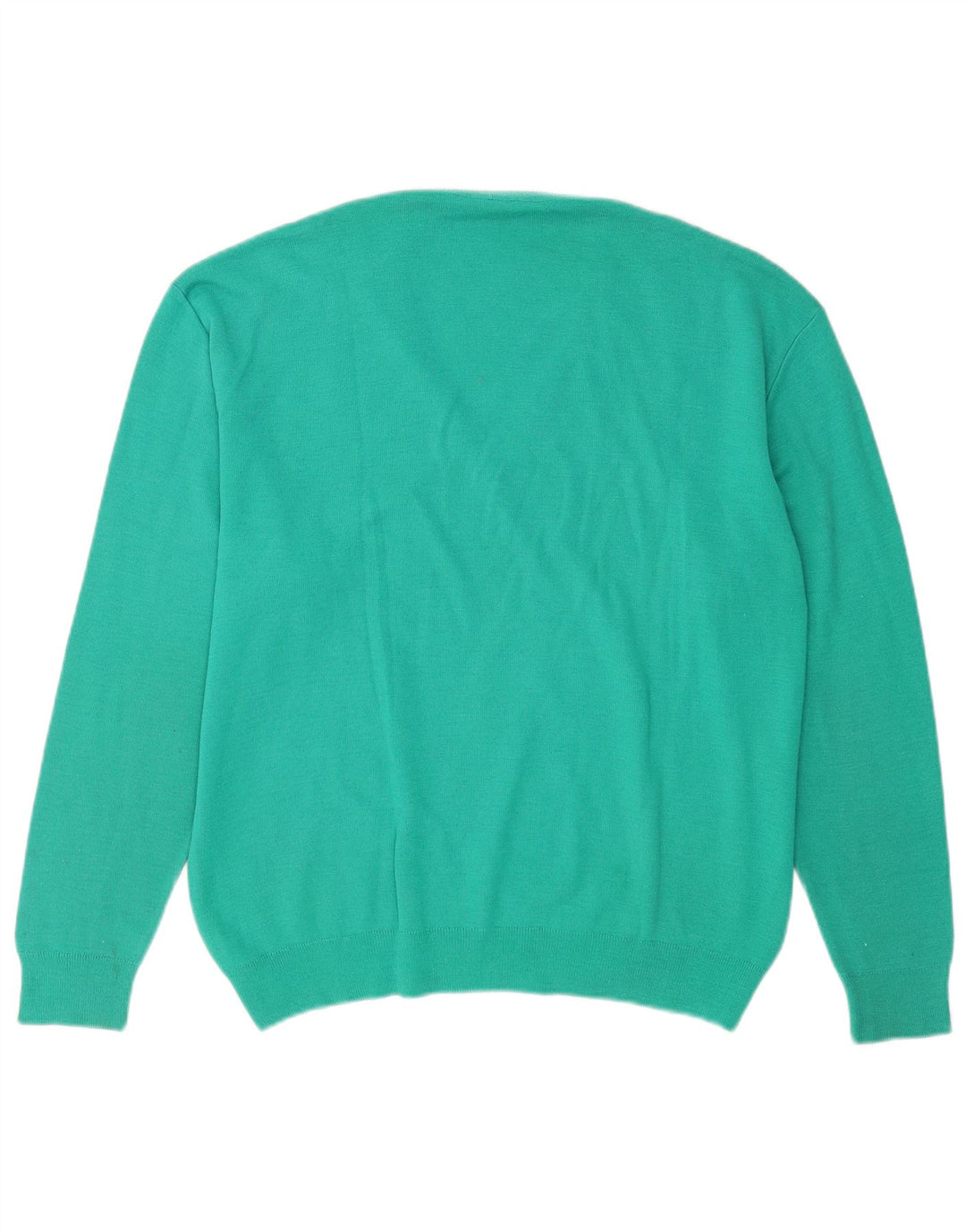 Vintage Herren Pullover mit V-Ausschnitt, große türkisfarbene Wolle