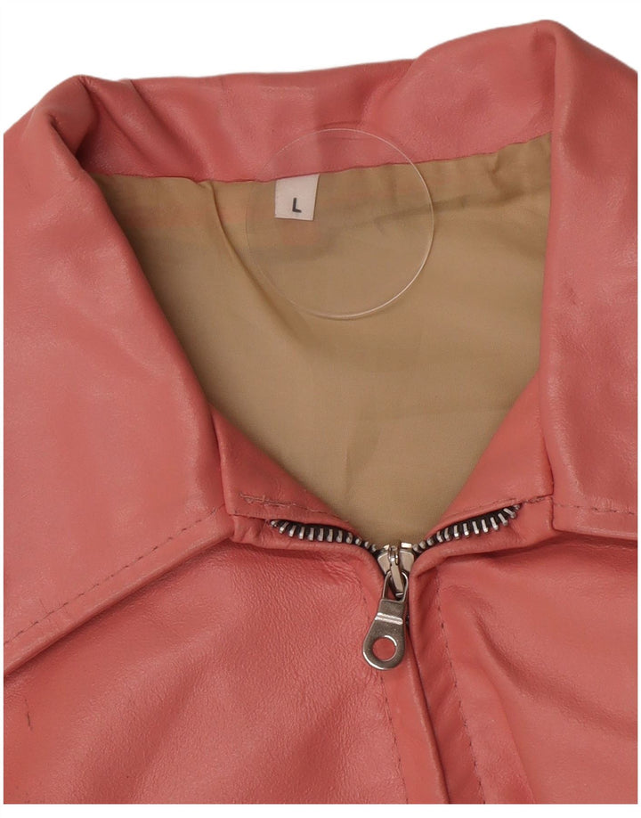 Vintage Damen Lederjacke UK 14 Large Pink