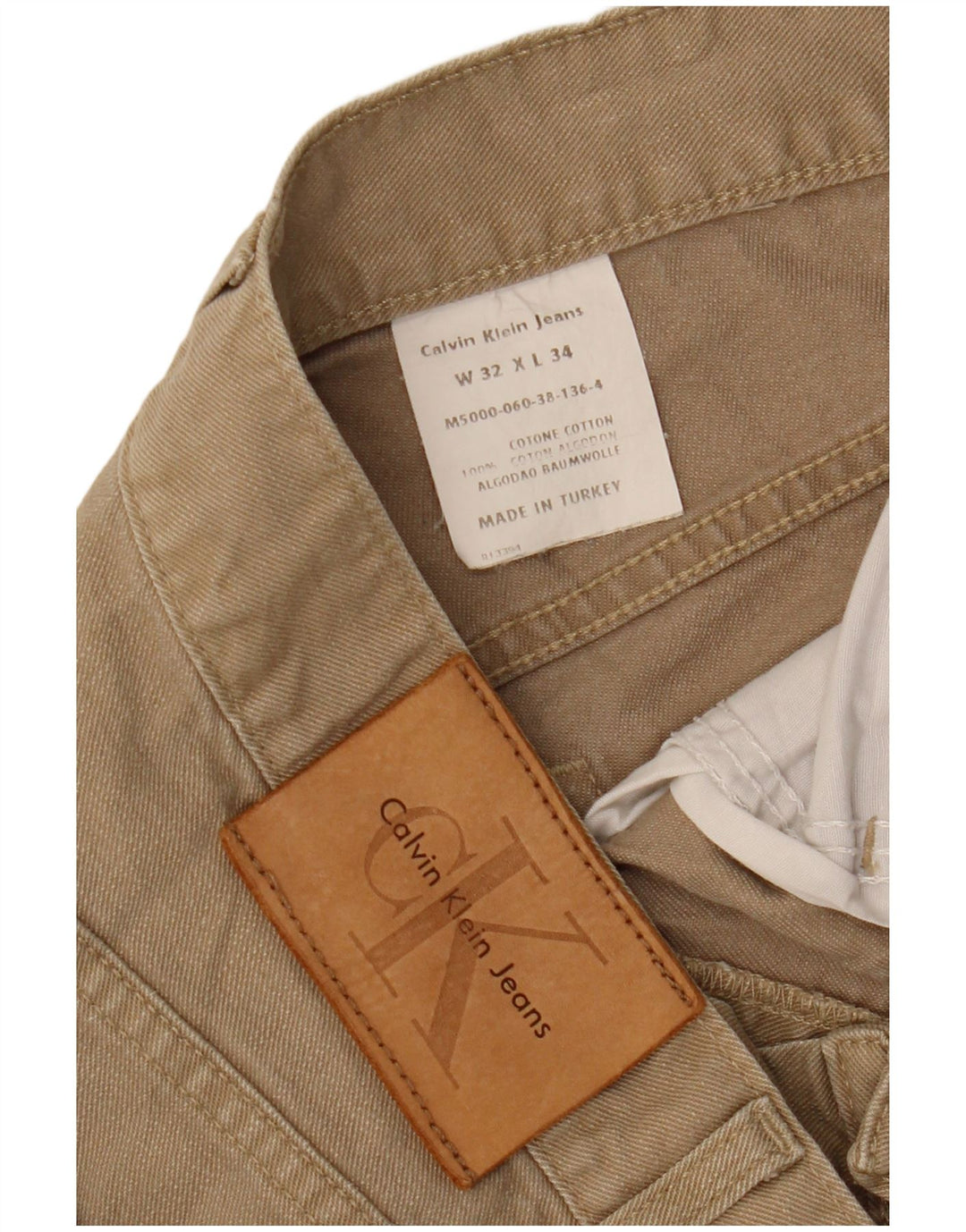 Calvin Klein Herren Straight Jeans W32 L31 Beige Baumwolle