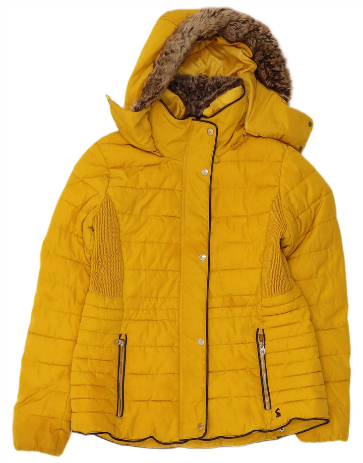 Joules Wattierte Damenjacke mit Kapuze, UK 14, Mittelgelb, Polyester