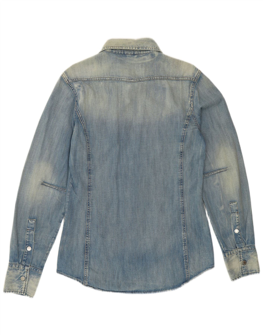 BENETTON Herren-Jeanshemd in Acid-Waschung aus mittelblauer Baumwolle